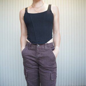 Trendy Black Corset-Style Crop Top